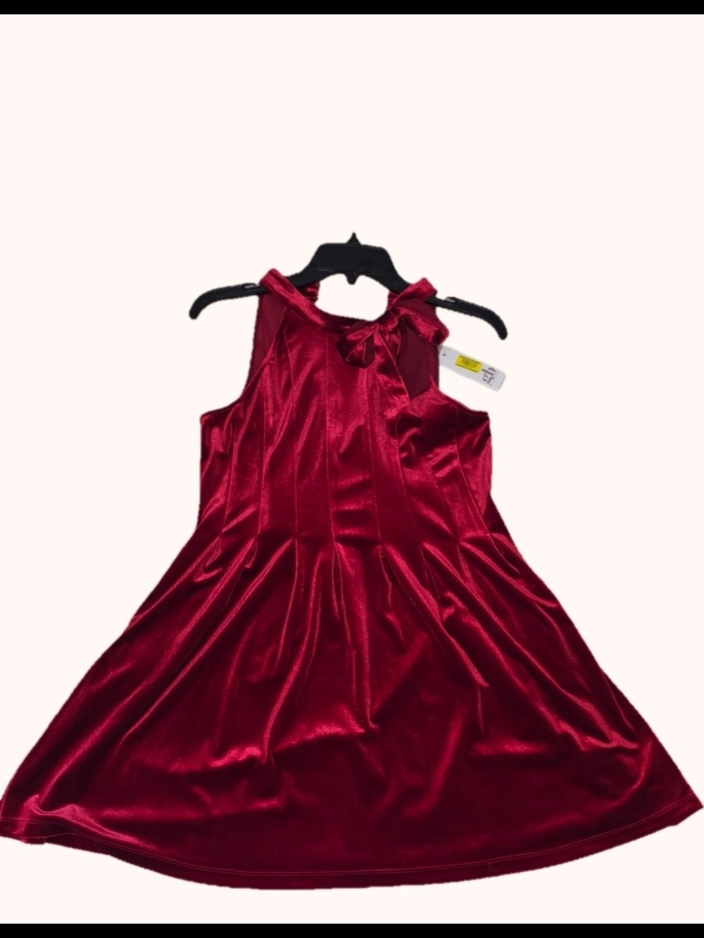 GB girls Red Velvet Bow-Shoulder Formal Dress